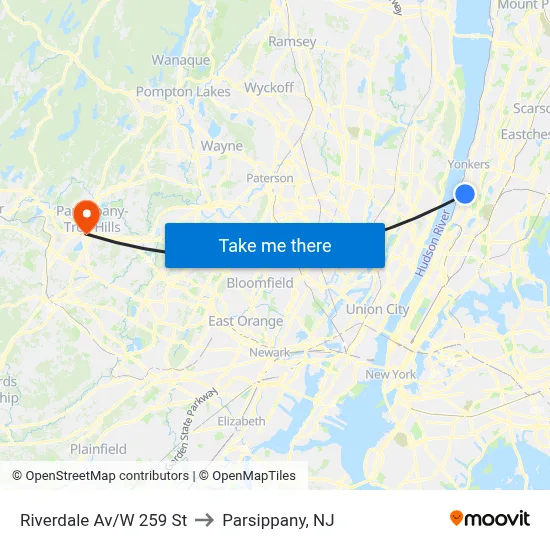 Riverdale Av/W 259 St to Parsippany, NJ map