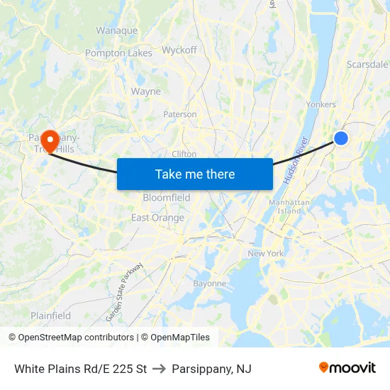 White Plains Rd/E 225 St to Parsippany, NJ map