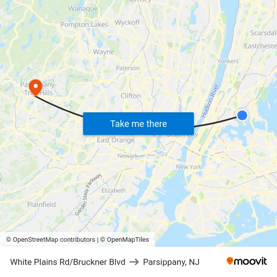 White Plains Rd/Bruckner Blvd to Parsippany, NJ map