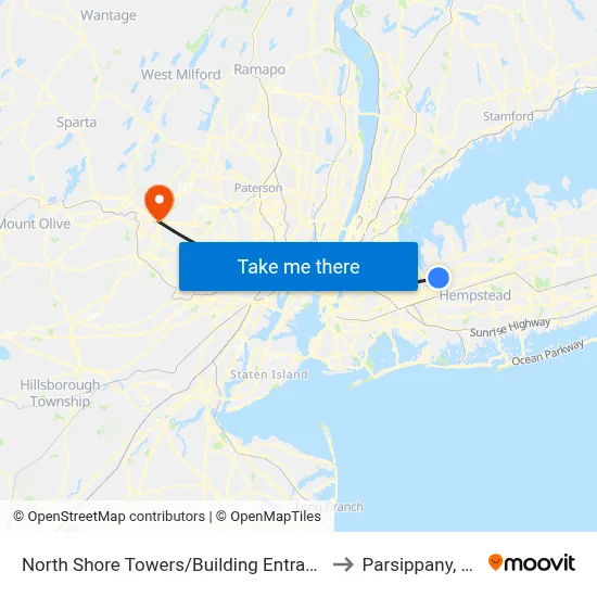 North Shore Towers/Building Entrance to Parsippany, NJ map