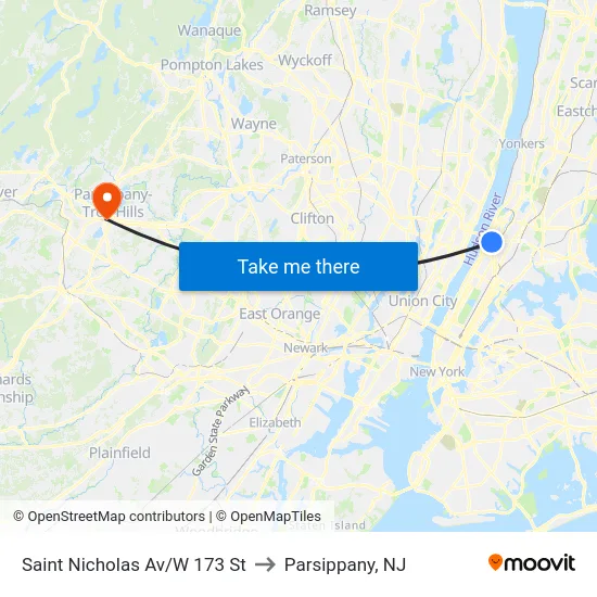 Saint Nicholas Av/W 173 St to Parsippany, NJ map