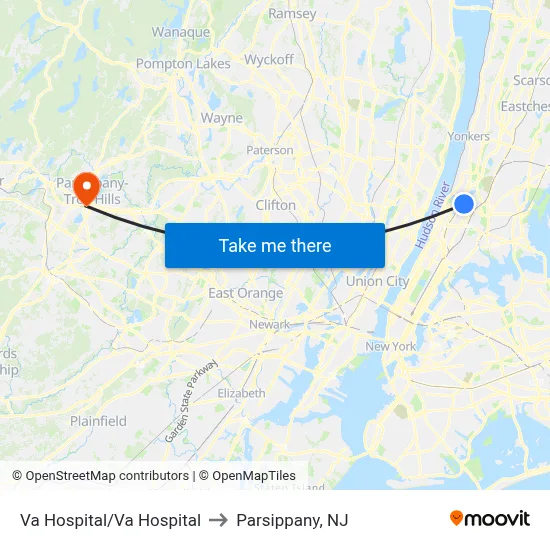Va Hospital/Va Hospital to Parsippany, NJ map