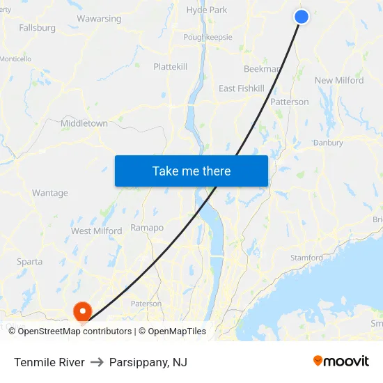 Tenmile River to Parsippany, NJ map