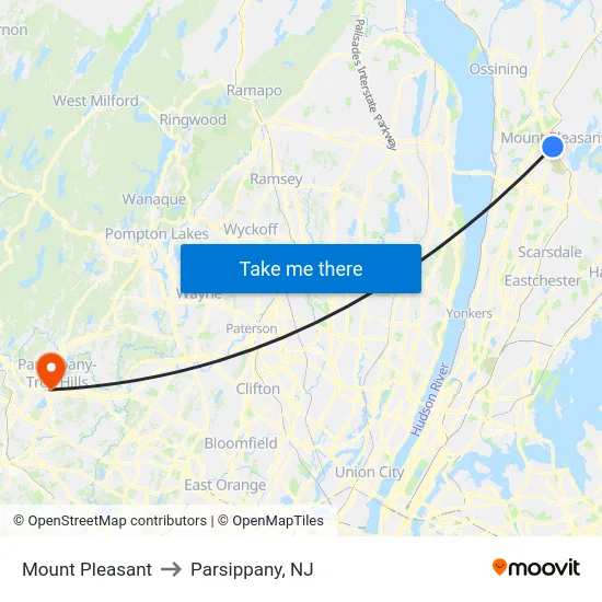 Mount Pleasant to Parsippany, NJ map