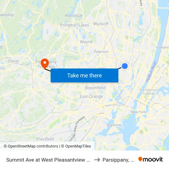 Summit Ave at West Pleasantview Ave to Parsippany, NJ map