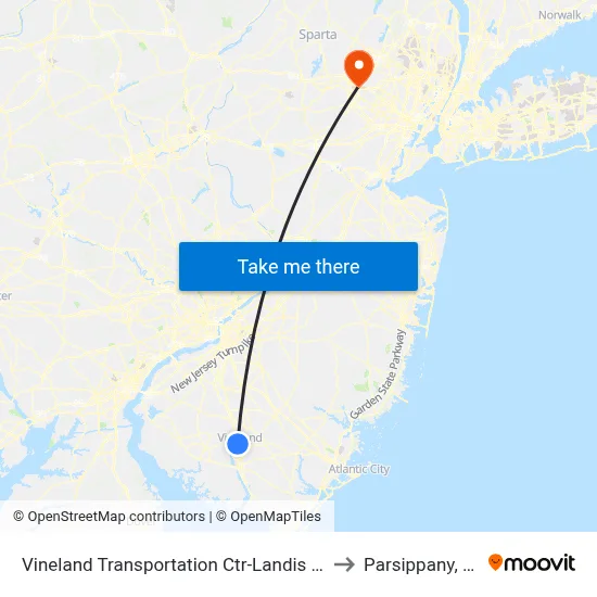 Vineland Transportation Ctr-Landis Ave to Parsippany, NJ map