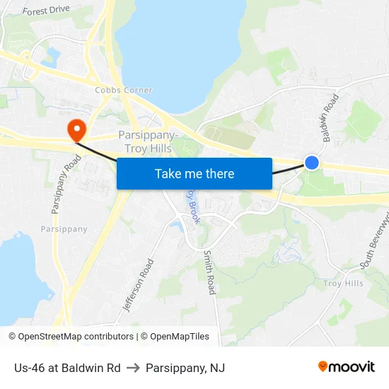 Us-46 at Baldwin Rd to Parsippany, NJ map
