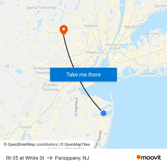 Rt-35 at White St to Parsippany, NJ map