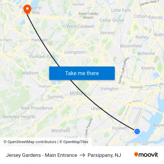 Jersey Gardens - Main Entrance to Parsippany, NJ map