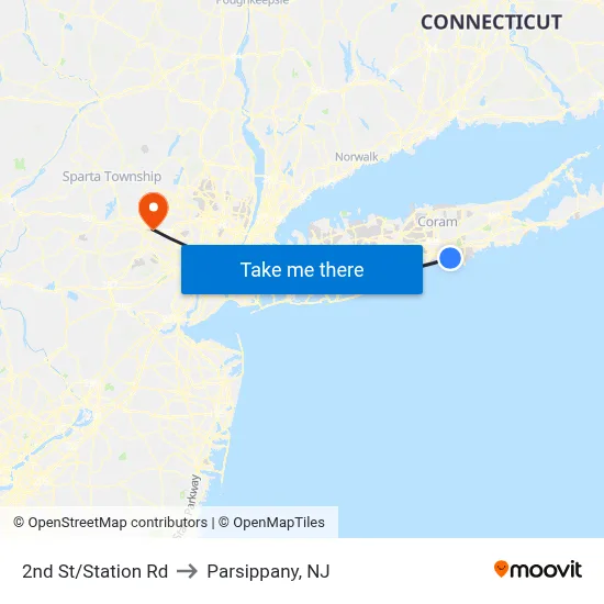 2nd St/Station Rd to Parsippany, NJ map
