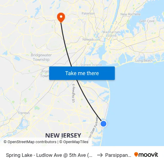 Spring Lake - Ludlow Ave @ 5th Ave (Northbound) to Parsippany, NJ map