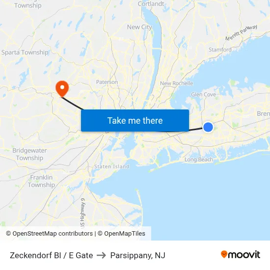 Zeckendorf Bl / E Gate to Parsippany, NJ map