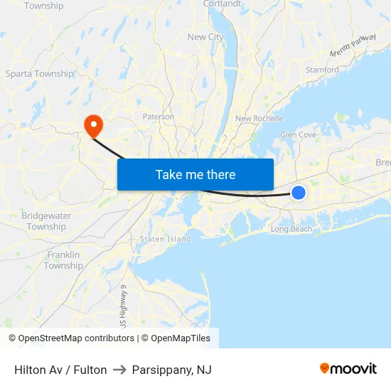 Hilton Av / Fulton to Parsippany, NJ map