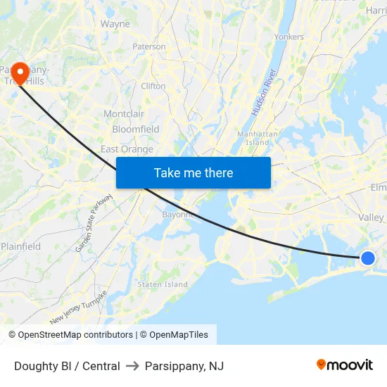 Doughty Bl / Central to Parsippany, NJ map