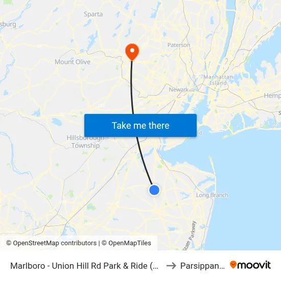 Marlboro - Union Hill Rd Park & Ride (Northbound) to Parsippany, NJ map