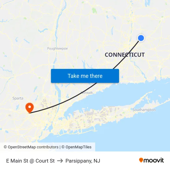 E Main St @ Court St to Parsippany, NJ map