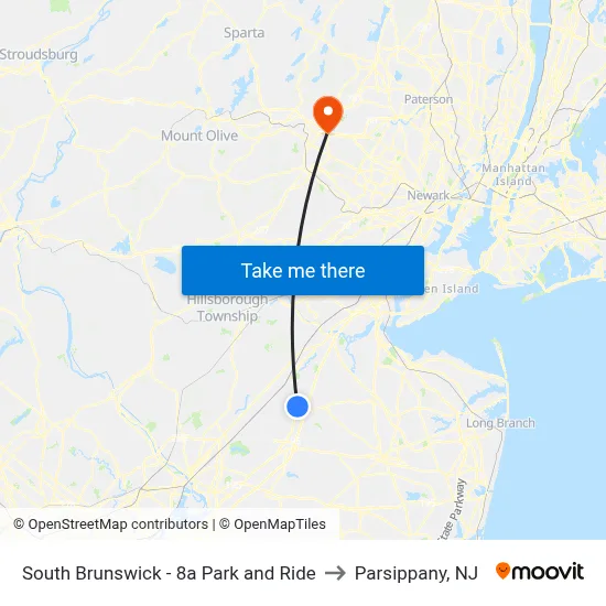South Brunswick - 8a Park and Ride to Parsippany, NJ map