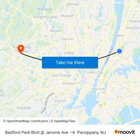 Bedford Park Blvd @ Jerome Ave to Parsippany, NJ map