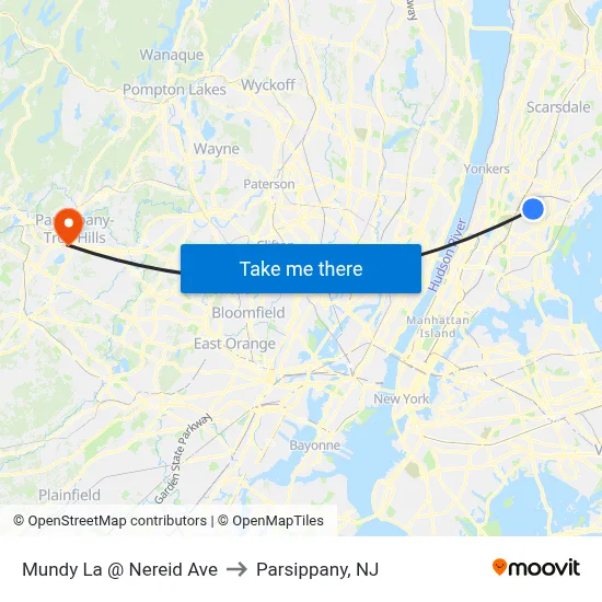 Mundy La @ Nereid Ave to Parsippany, NJ map