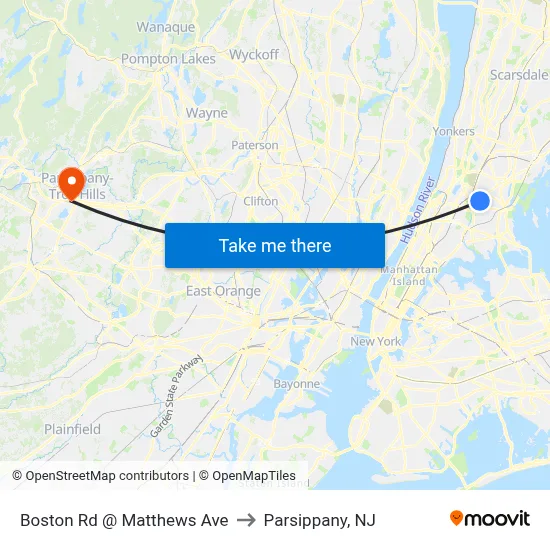 Boston Rd @ Matthews Ave to Parsippany, NJ map