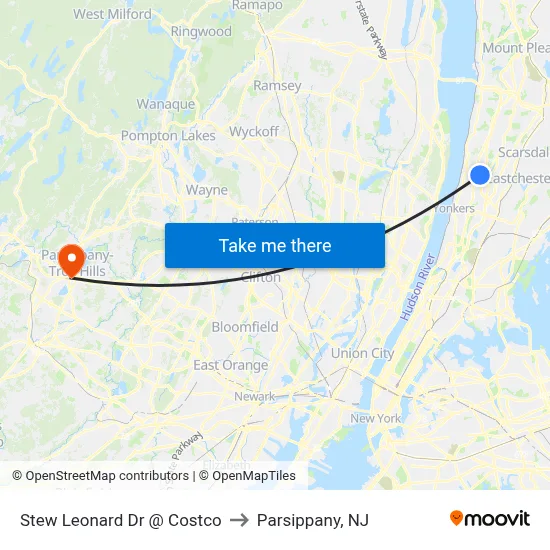 Stew Leonard Dr @ Costco to Parsippany, NJ map