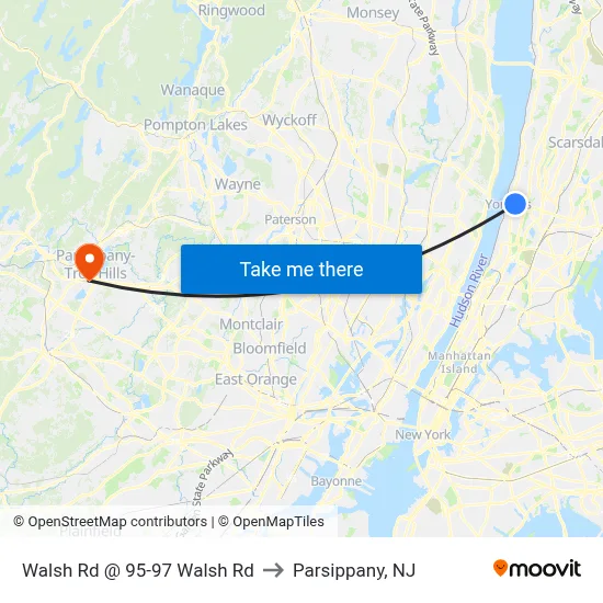 Walsh Rd @ 95-97 Walsh Rd to Parsippany, NJ map