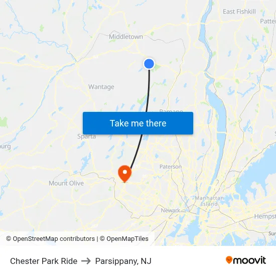 Chester Park Ride to Parsippany, NJ map