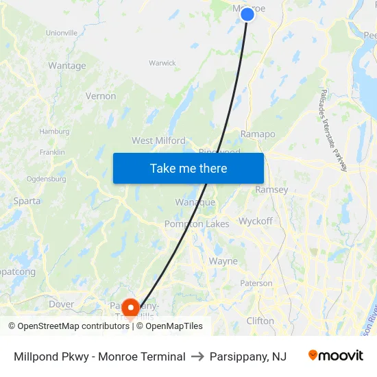 Millpond Pkwy - Monroe Terminal to Parsippany, NJ map
