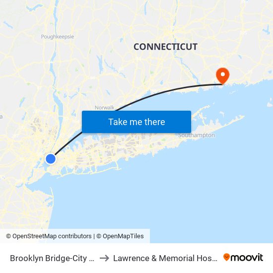 Brooklyn Bridge-City Hall to Lawrence & Memorial Hospital map