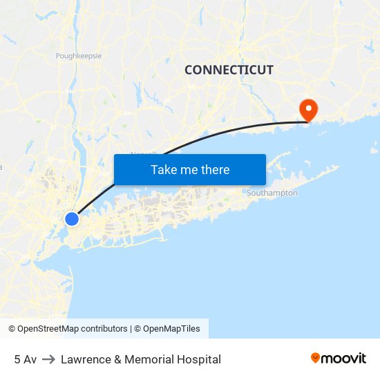 5 Av to Lawrence & Memorial Hospital map