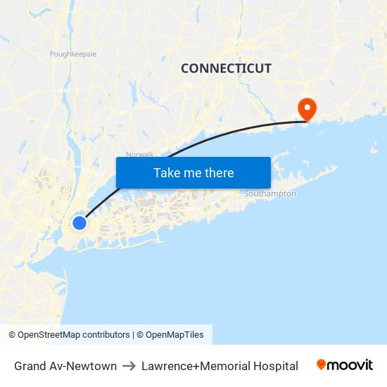 Grand Av-Newtown to Lawrence+Memorial Hospital map