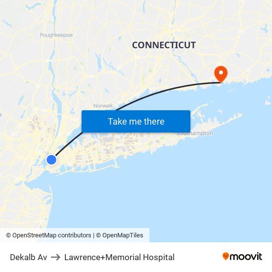 Dekalb Av to Lawrence+Memorial Hospital map