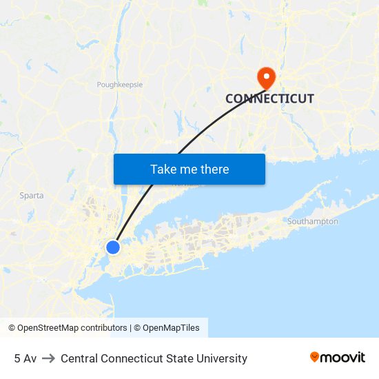 5 Av to Central Connecticut State University map