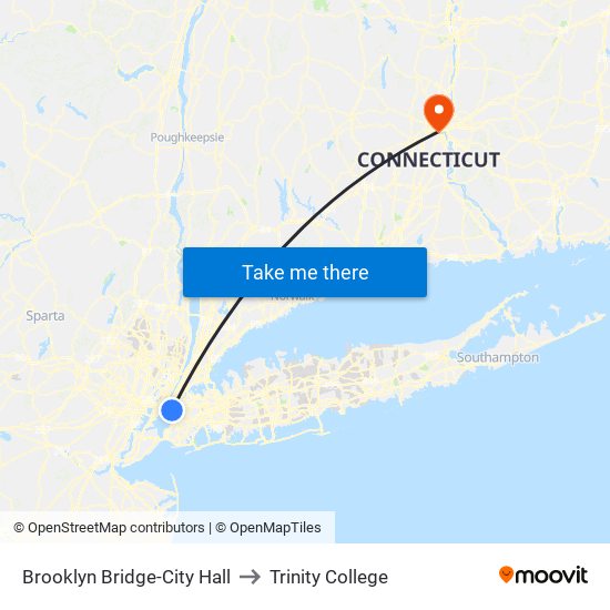 Brooklyn Bridge-City Hall to Trinity College map