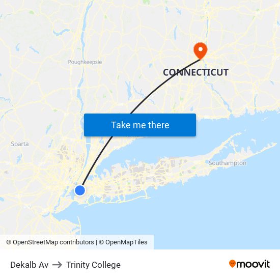 Dekalb Av to Trinity College map