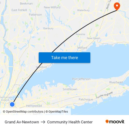 Grand Av-Newtown to Community Health Center map
