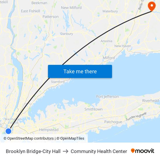 Brooklyn Bridge-City Hall to Community Health Center map