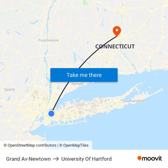 Grand Av-Newtown to University Of Hartford map