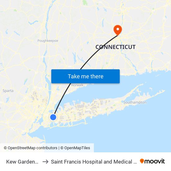 Kew Gardens-Union Tpke to Saint Francis Hospital and Medical Center - Mount Sinai Campus map