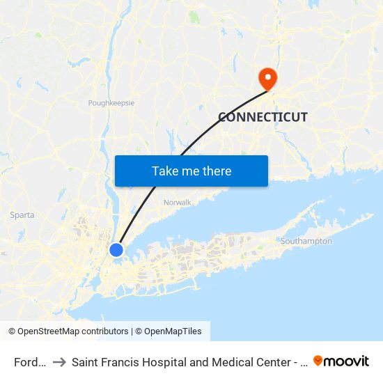 Fordham to Saint Francis Hospital and Medical Center - Mount Sinai Campus map