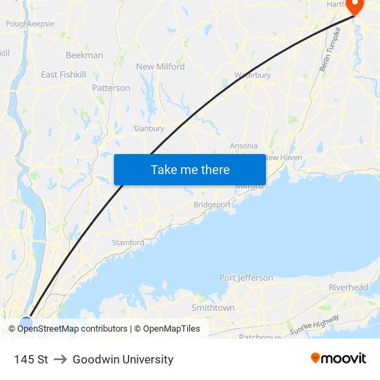 145 St to Goodwin University map