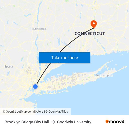 Brooklyn Bridge-City Hall to Goodwin University map