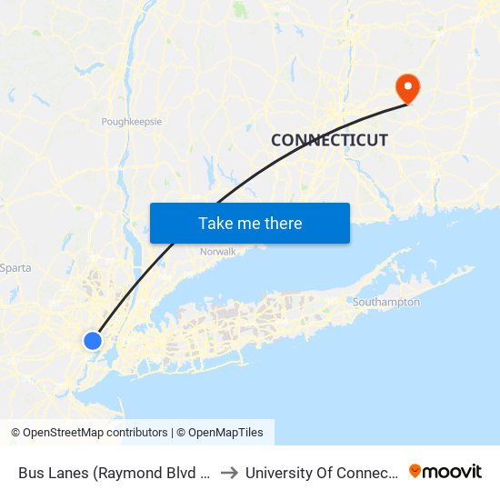 Bus Lanes (Raymond Blvd Side) to University Of Connecticut map
