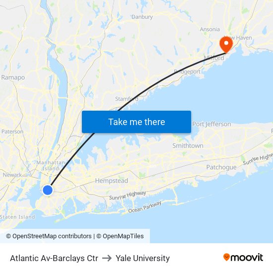 Atlantic Av-Barclays Ctr to Yale University map