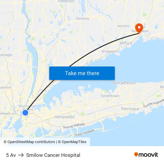 5 Av to Smilow Cancer Hospital map
