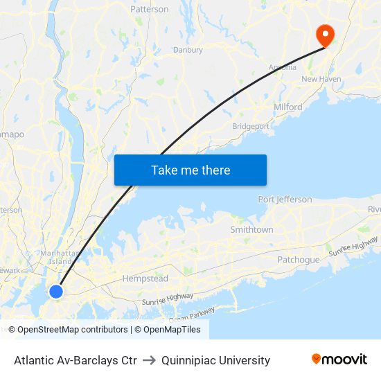 Atlantic Av-Barclays Ctr to Quinnipiac University map