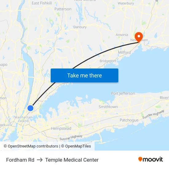Fordham Rd to Temple Medical Center map