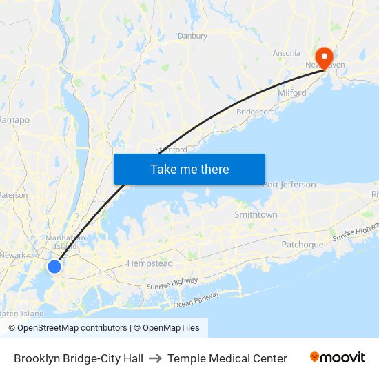 Brooklyn Bridge-City Hall to Temple Medical Center map