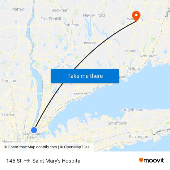 145 St to Saint Mary's Hospital map