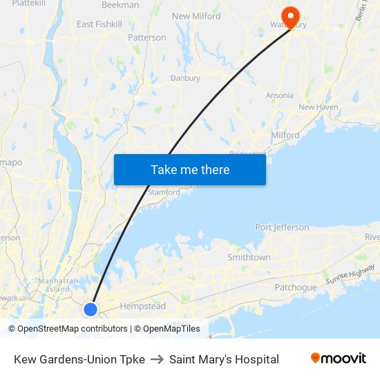 Kew Gardens-Union Tpke to Saint Mary's Hospital map